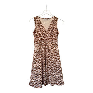 EUC Women's New York & Company Faux Wrap Dress Size Small S Brown & White